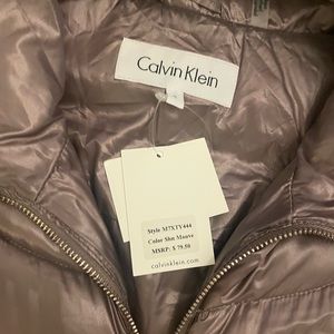 NEW Calvin Klein Puffer Vest Silver Mauve Purple Small